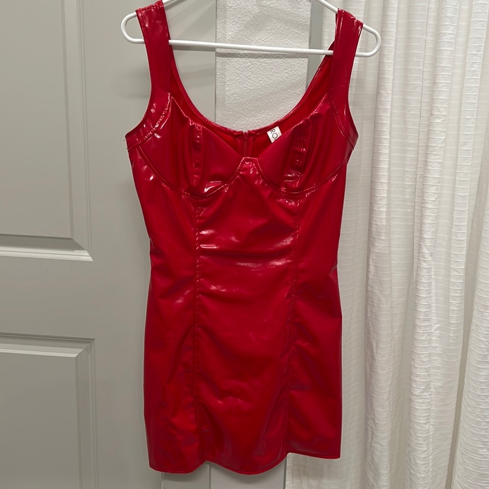 Red Latex mini dress